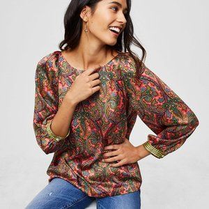 LOFT SATIN PAISLEY BLOUSE LARGE
